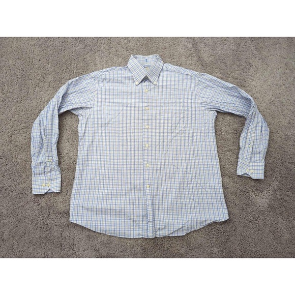 Tommy Bahama Button Up Shirt‎ Mens 16.5 Blue Check Long Sleeve Preppy Casual - Picture 1 of 9